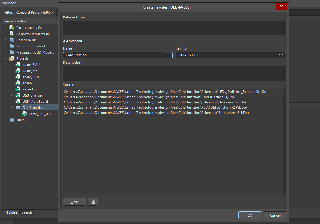 Adding data to a new folder in the Altium 365 Workspace