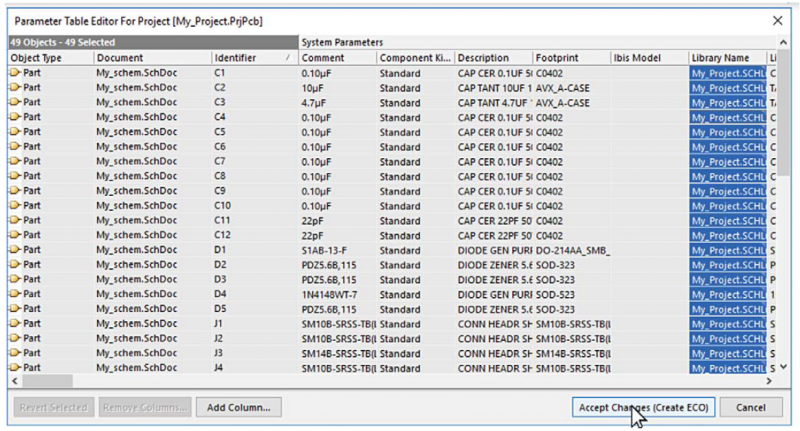 Figure 9: Column updated: click Accept Changes.