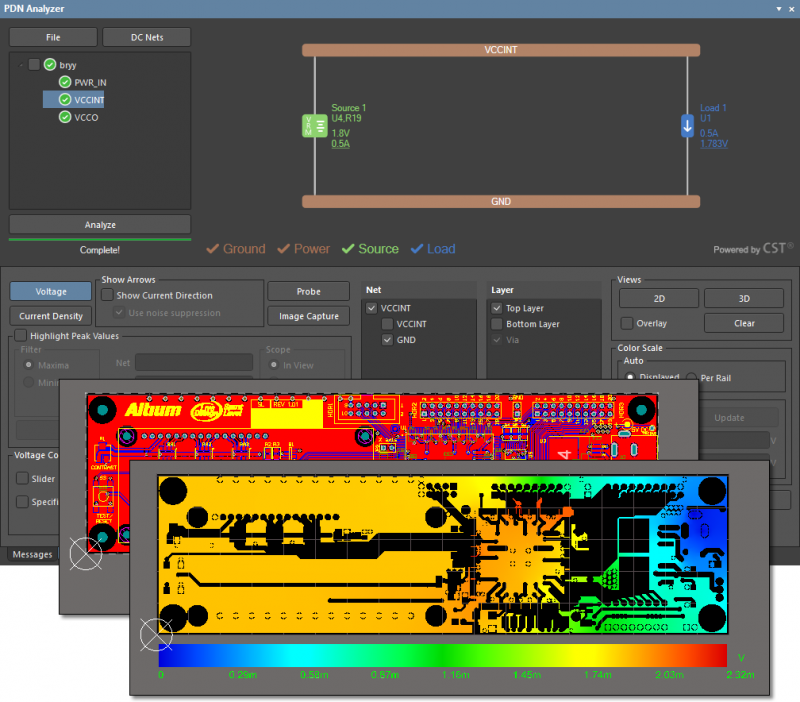 Altium Designerで使用されているPDN Analyzerのスクリーンショット