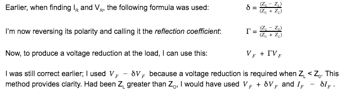 Transmission line reflection coefficient calculations