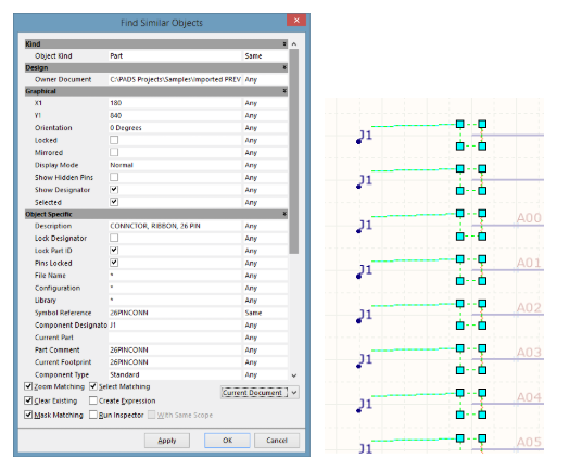 Verwendung der Funktion „Finding Similar Objects“ in Altium Designer