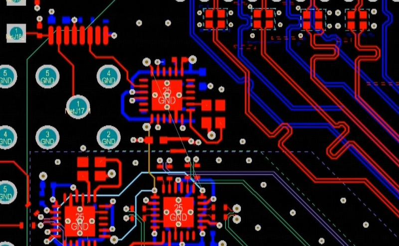 Screenshot of differential pair routing with length tuning in Altium Designer