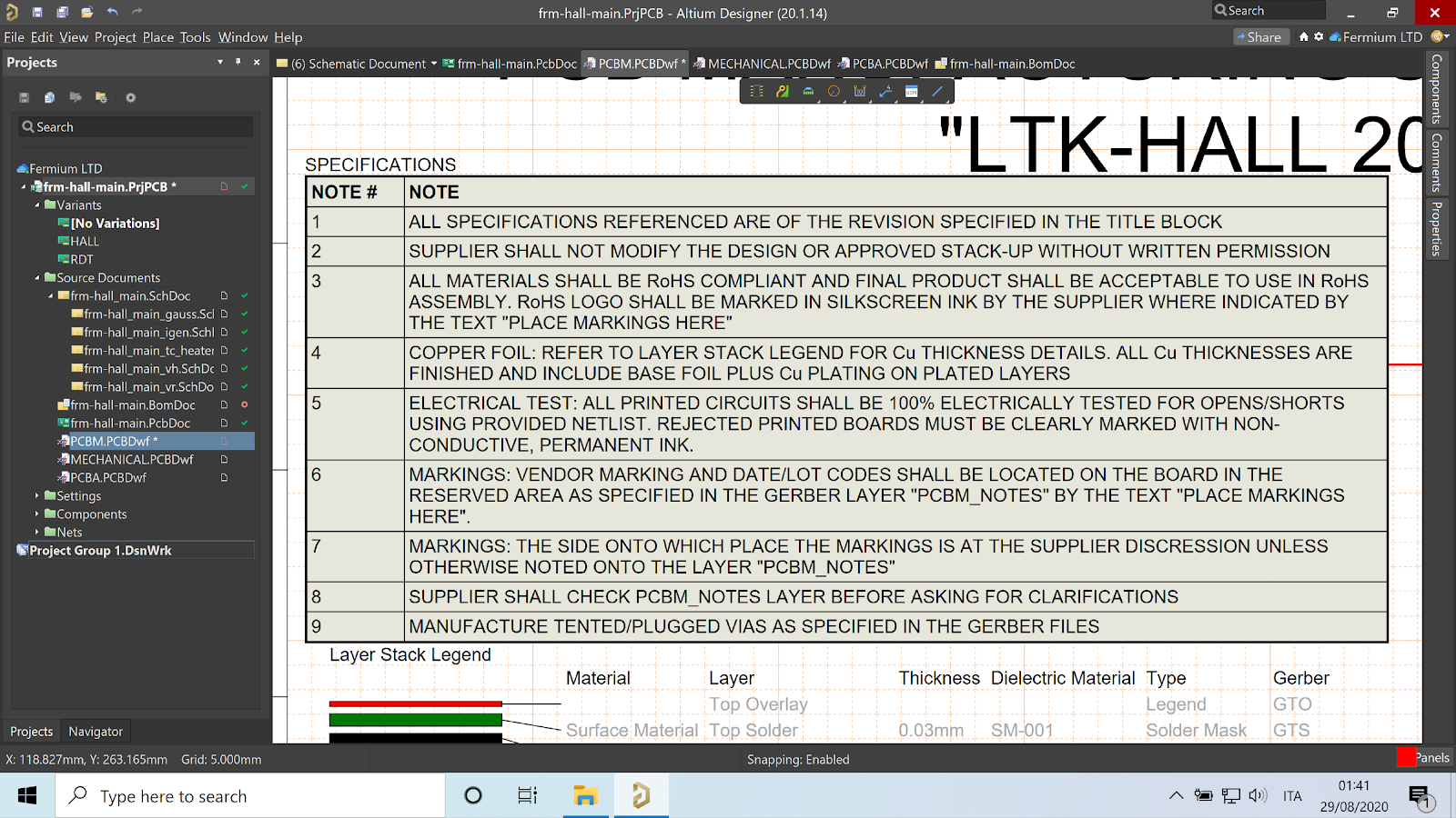 Figure 6. Instructions table in the manufacturing document.