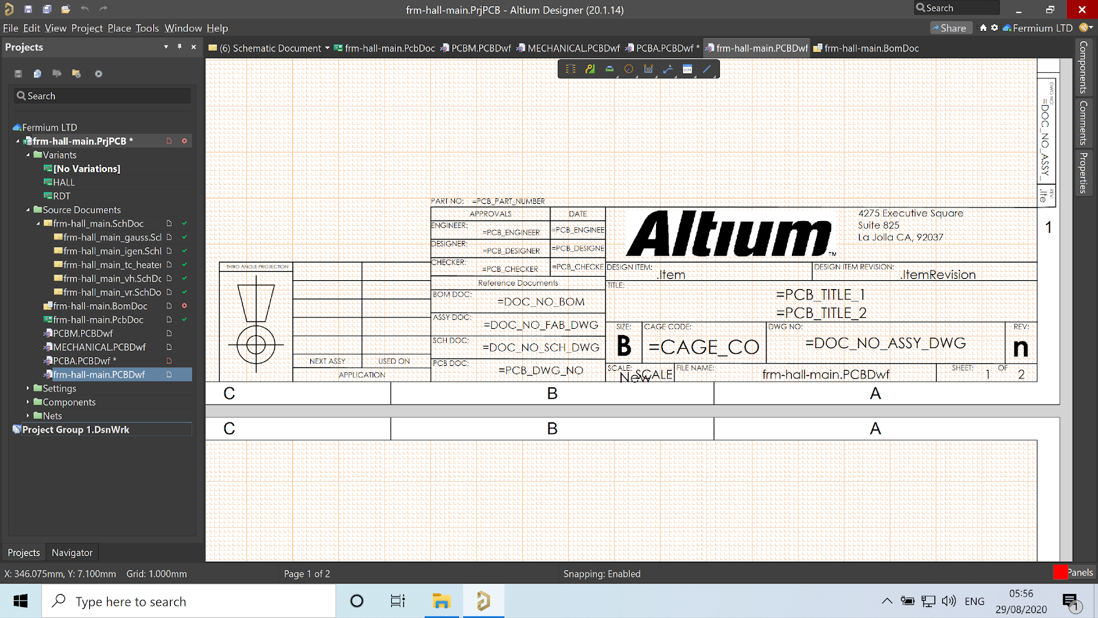 Figure 11. Title block of the ANSI template included with Concord Pro.