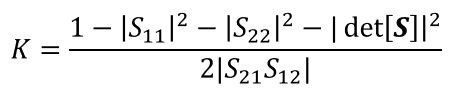 Amplifier stability analysis K-factor