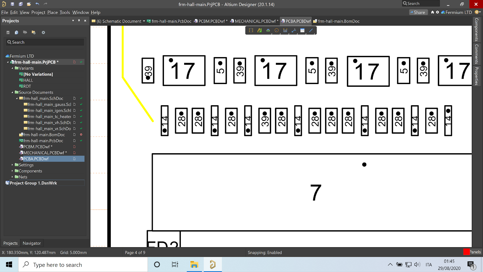 Figure 7. Diodes and resistors in the assembly view with marked pin 1.