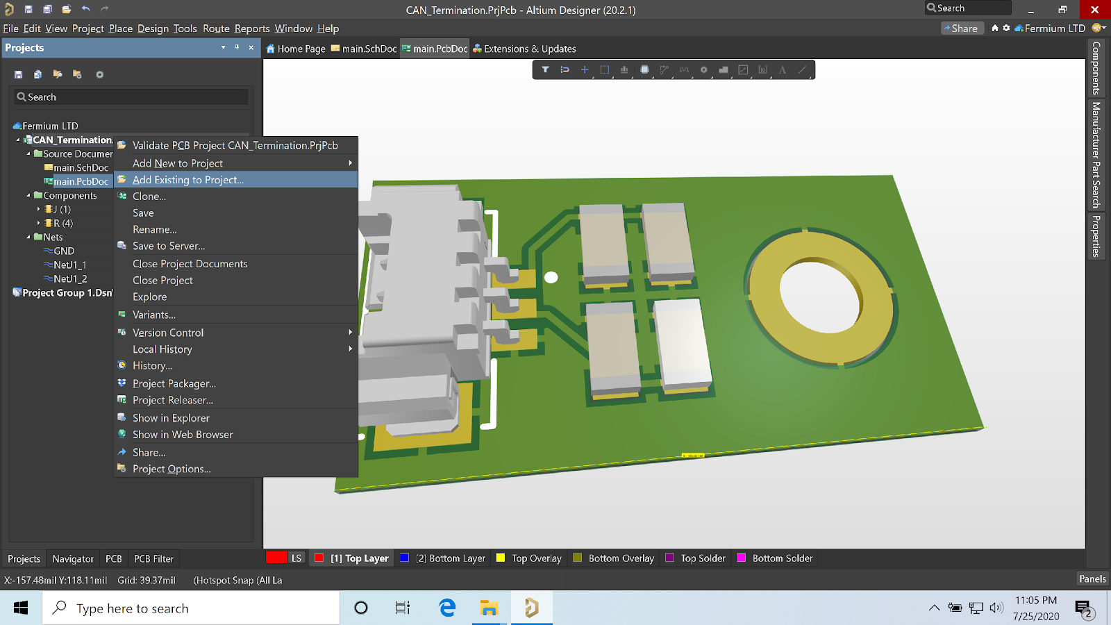 Adding controller area network bus documentation to a PCB design project