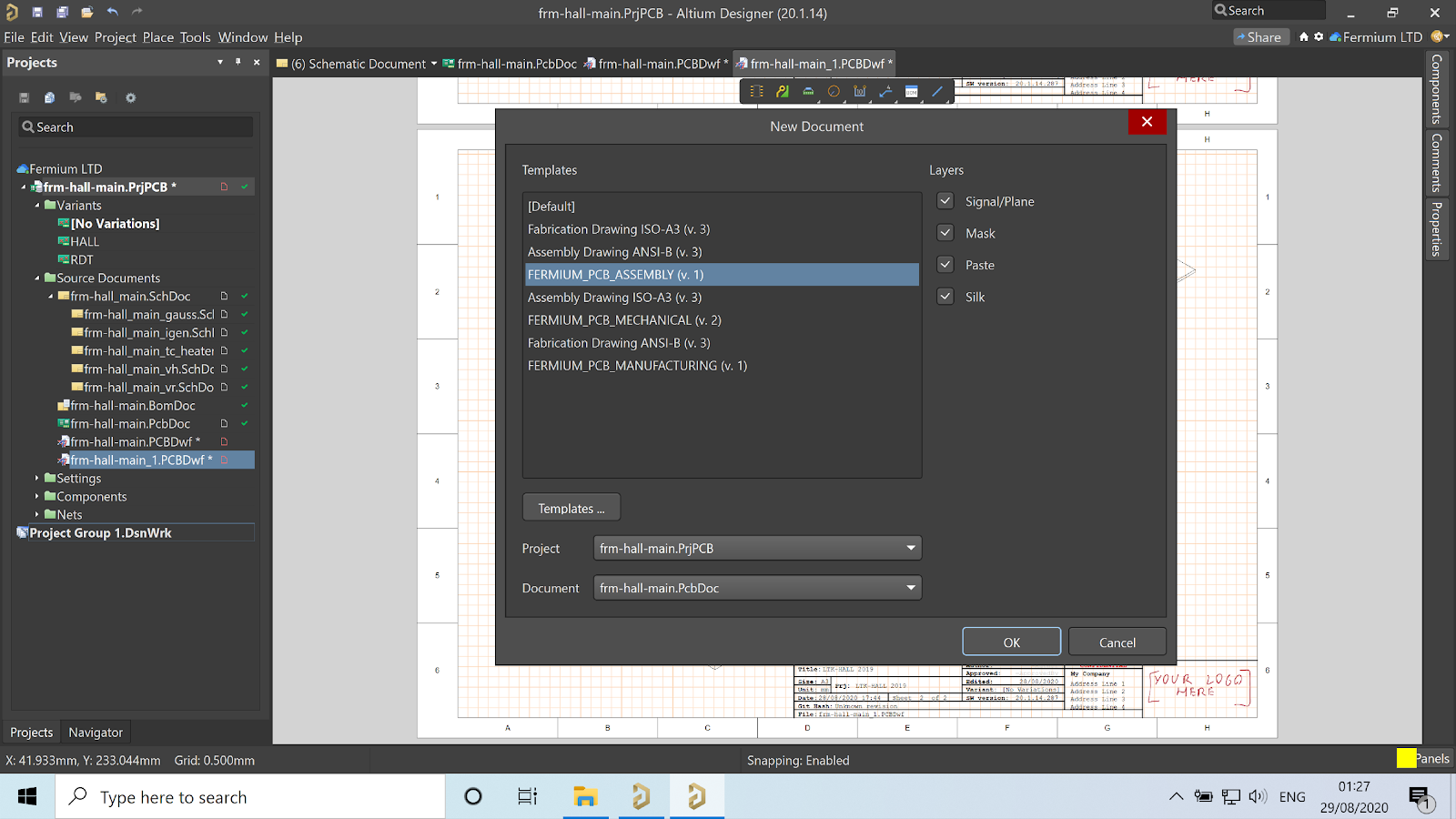 Figure 14. Draftsman templates available through Concord Pro.