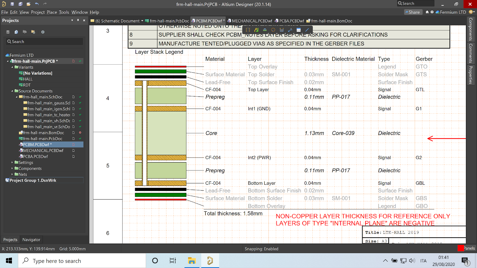 Figure 5. Layer Stack in the PCB Manufacturing document.