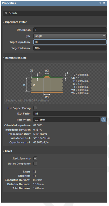 Impedance profile transmission line