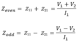 Even and odd transmission line impedance values