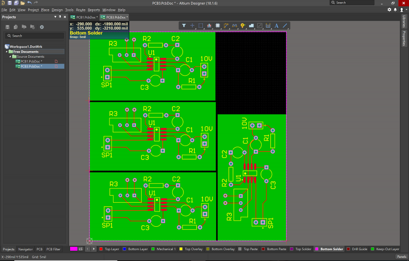  Altium Designerの面付けエディターのスクリーンショット