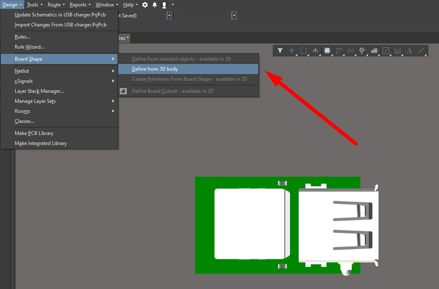 USB charger project 3D body