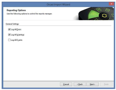 La página «Reporting Options» (opciones de informes) habilitará/deshabilitará las opciones de registro de errores, advertencias y eventos, respectivamente. Haga clic en «Next» para continuar