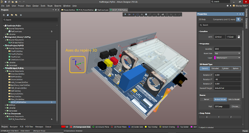 Figure 2. Configuration du positionnement d’un objet 3D dans l’espace à l’aide de l’onglet Properties