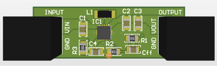 3D view of the designed DC-DC boost-buck converter