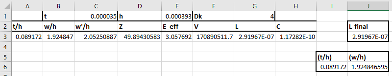 PCB trace inductance optimization results in example 2