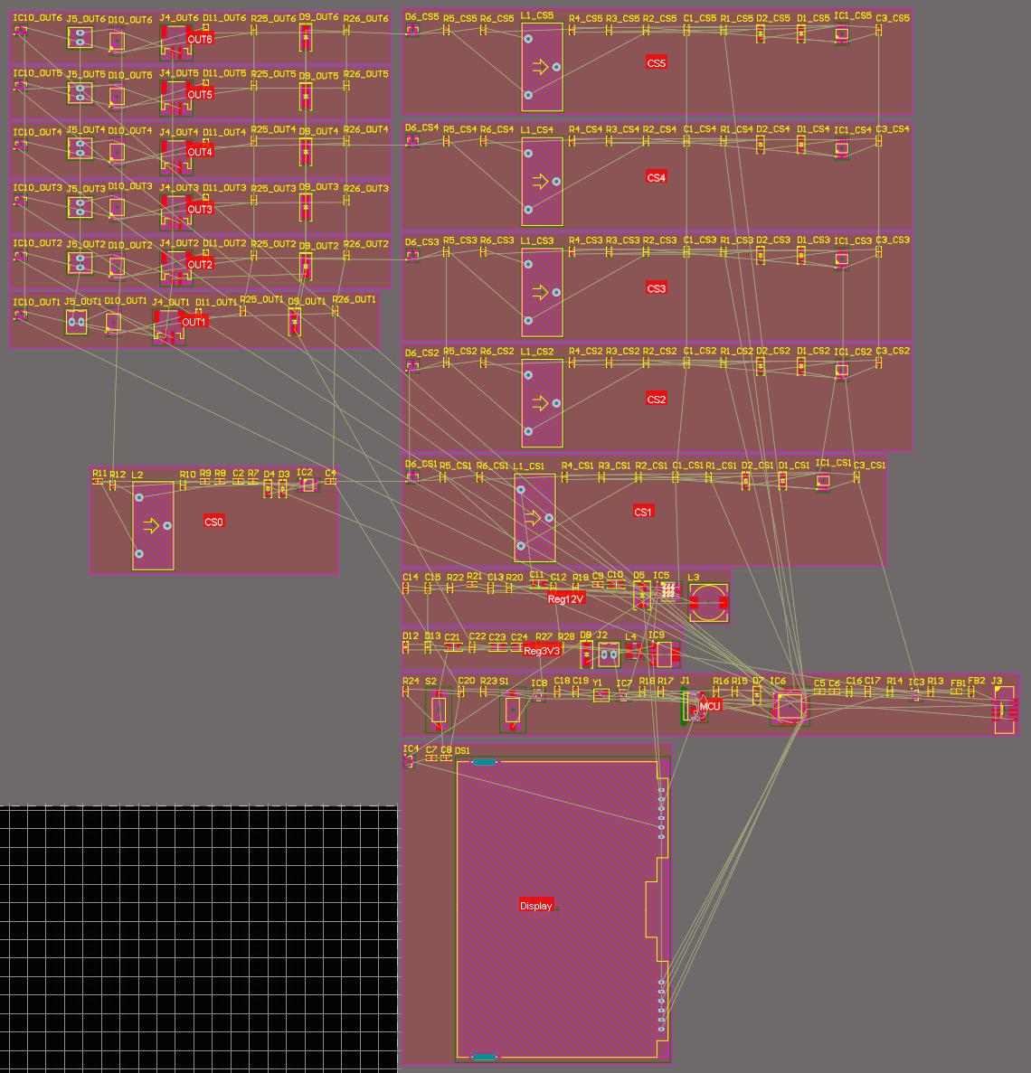 Components in a PCB layout for a current monitor