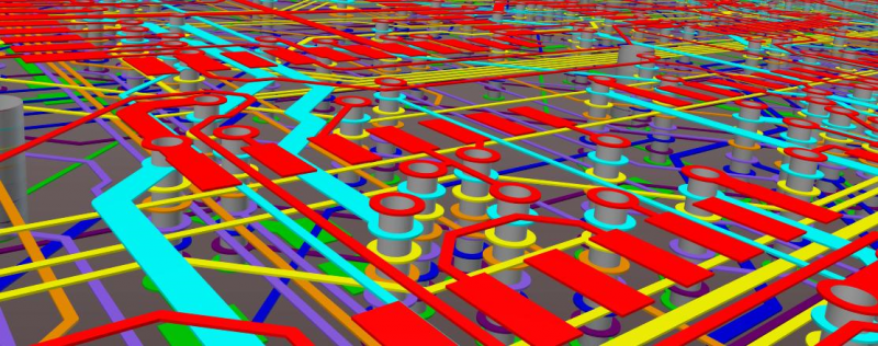 Capture d’écran de l’affichage 3D du routage de piste dans Altium Designer