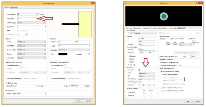  Pad Designator Managed in PCB Library Editor