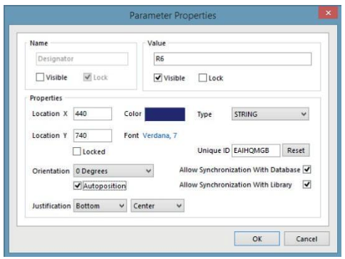 Bearbeitung der Parametereigenschaften in Altium Designer