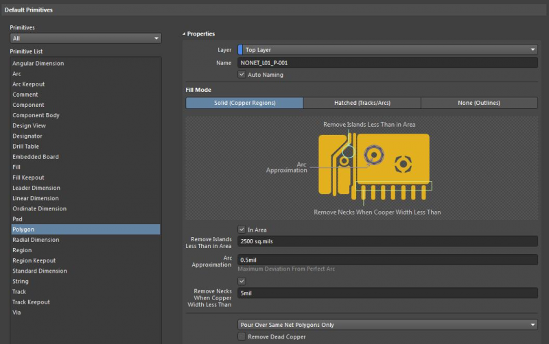 Screenshot of the Primitives window in Altium Designer