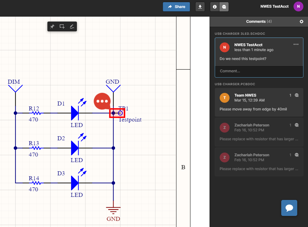 Commenting and sharing in Altium 365