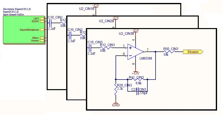 3D view of a hierarchical multichannel design in Altium Designer