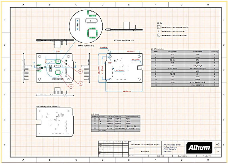 Dibujo de PCB con Draftsman con detalles para el montador