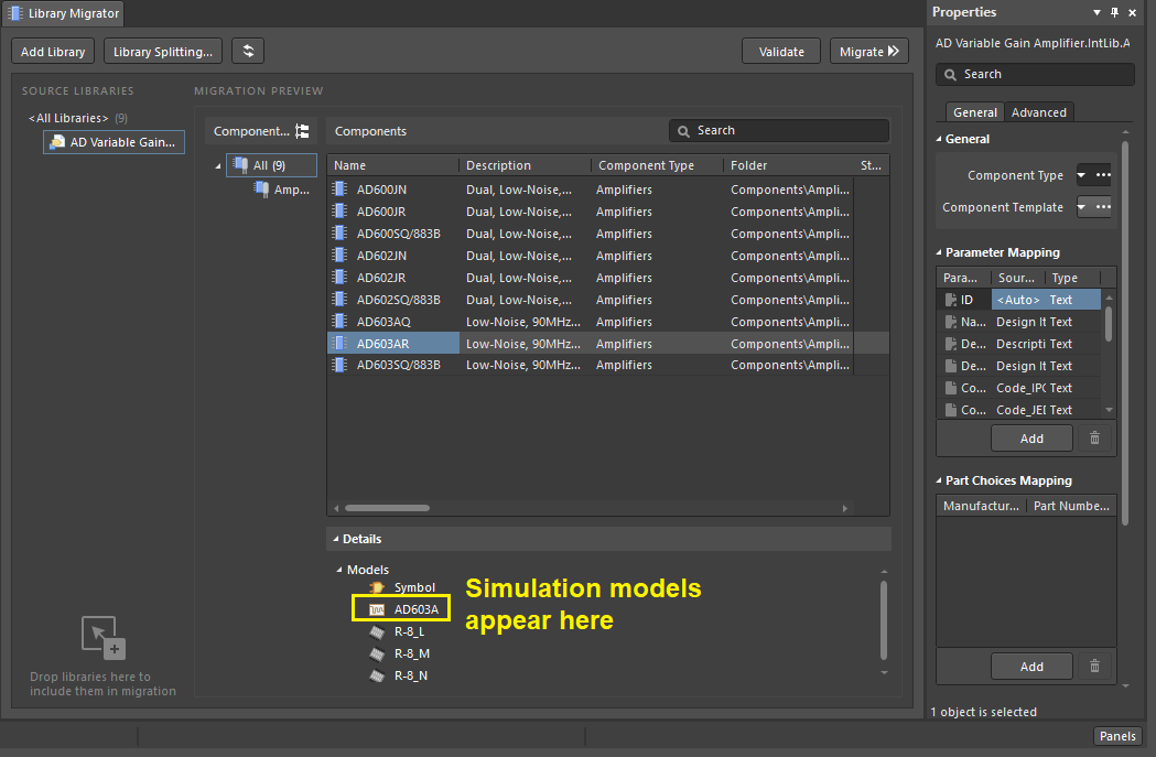 Simulation models library migration