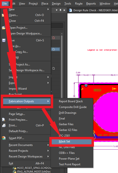 Genere el conjunto de máscaras de soldadura fácilmente usando el comando de resultados de fabricación de Altium