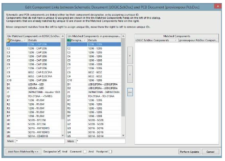 Configurazione dei collegamenti del componente tra uno schematico e un PCB