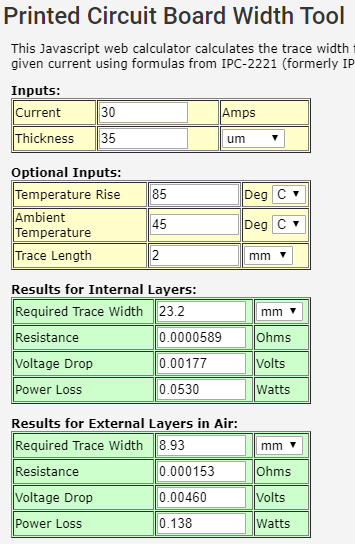 Copper Current Density for Simulations - PCB Trace Width Calculator