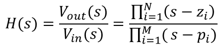 Transfer function equation