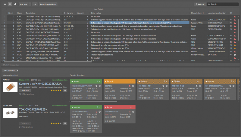 Altium Designer component sourcing