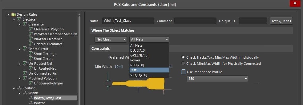 Minimum trace spacing setting