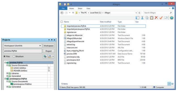 Lavorare con due progetti separati importati in Altium Designer.